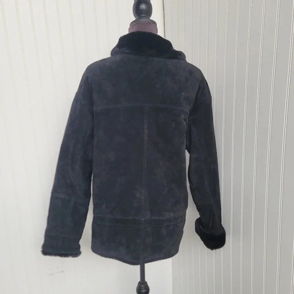 Gorgeous Gallery Women's Genuine Suede Leather Jacket Faux Fur Lining Black Sz M - Picture 5 of 14